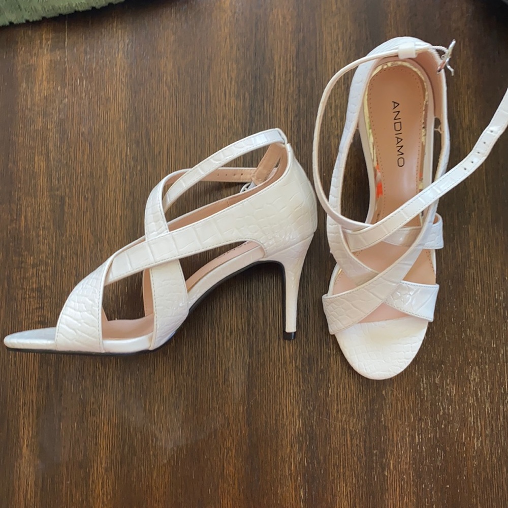 3 inch white open toe heels. Size W7